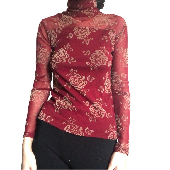 Sparkly Long-sleeve Mesh Rose top - Picture 9 of 12